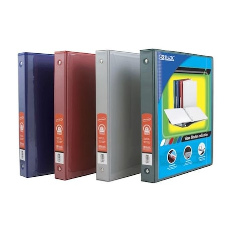 Roomfactory 1 in. Assorted Color 3-Ring View Binder with 2 Pockets & PDQ - Case of 24 RO1259807